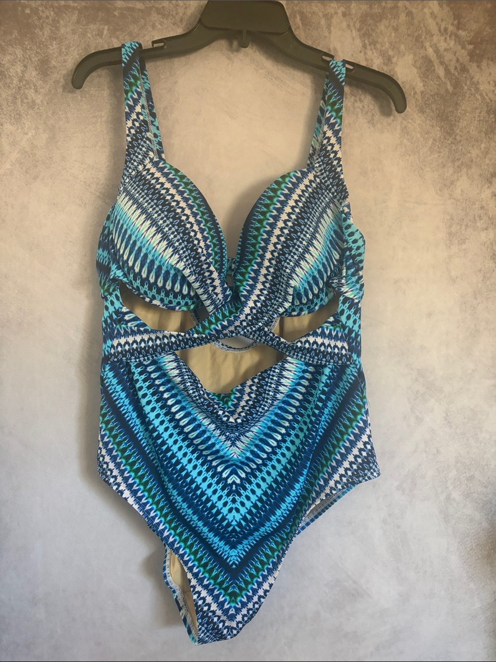 Swim suits for all Blue Patterned One-Piece Swimsuit with Cutouts